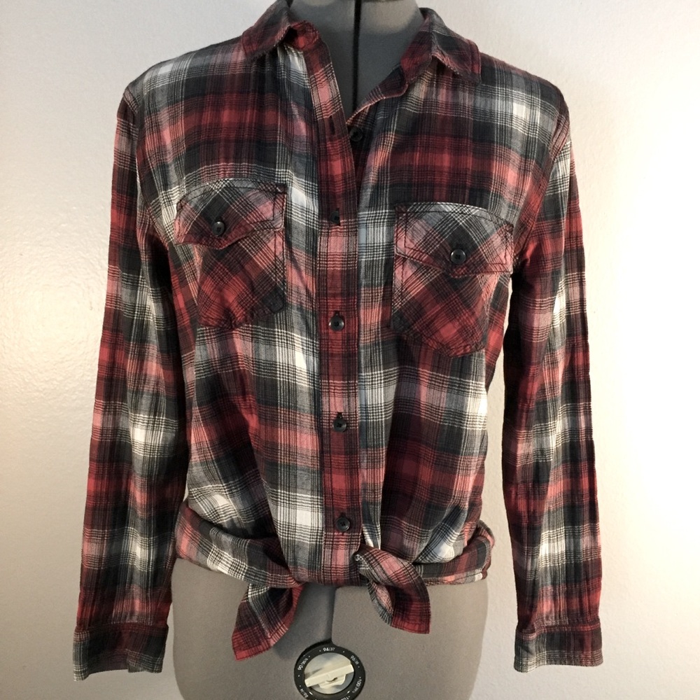 Treasure & Bond Red & Black Plaid Shirt